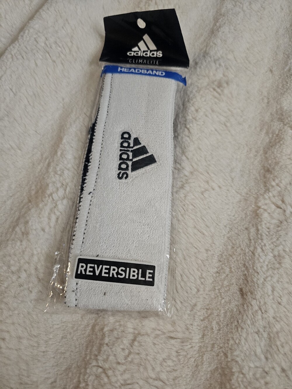 adidas White and Black Reversible Athletic Headband